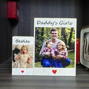 Personalised Daddy & Me Building Brick Photo Block, Gift for Dad, Mom Building Block, Puzzle, Gift, Him, Dad, Father&#39;s Day, Grandad, Grandpa