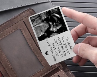 Benutzerdefinierte Ultraschall-Geldbörsen-Karte für Papa als Geschenk, kann nicht warten, um Sie zu treffen Sonogrammbild, Metallfoto-Geldbörsenkarte einsetzen, Vatertagsgeschenk