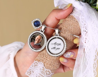 Personalized Memorial Bridal Bouquet Photo Charm, Wedding Memorial Photo Charm, Custom Flower Bouquet Photo Charm, In Memory Wedding Gifts
