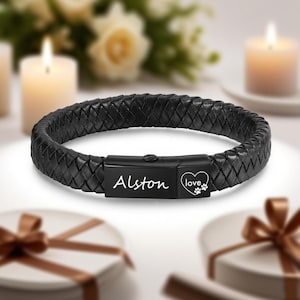 Personalized Cremation Bracelet, Custom Ashes Bracelet Dog Urn Bracelet Leather, Engraved Pet Ashes Bracelet, Pet Memorial Gift