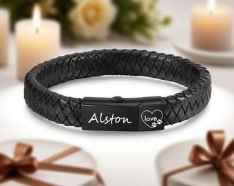 Personalized Cremation Bracelet, Custom Ashes Bracelet Dog Urn Bracelet Leather, Engraved Pet Ashes Bracelet, Pet Memorial Gift
