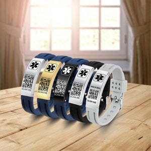 Wasserdichtes medizinisches Qr-Code-Armband, neues medizinisches Silikonarmband, verstellbares ID-Armband, Gesundheitsnotfallarmband für Männer und Frauen