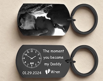 The Moment You Became My Daddy Keychain New Dad Keyring Personalised Gift Baby Shower Gift New Born Keepsake 1st Father's Day Gifts
