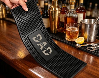 Personalized Bar Mat, Custom Silicone Bar Rail Spill Mat, Home Bar Gift for Him