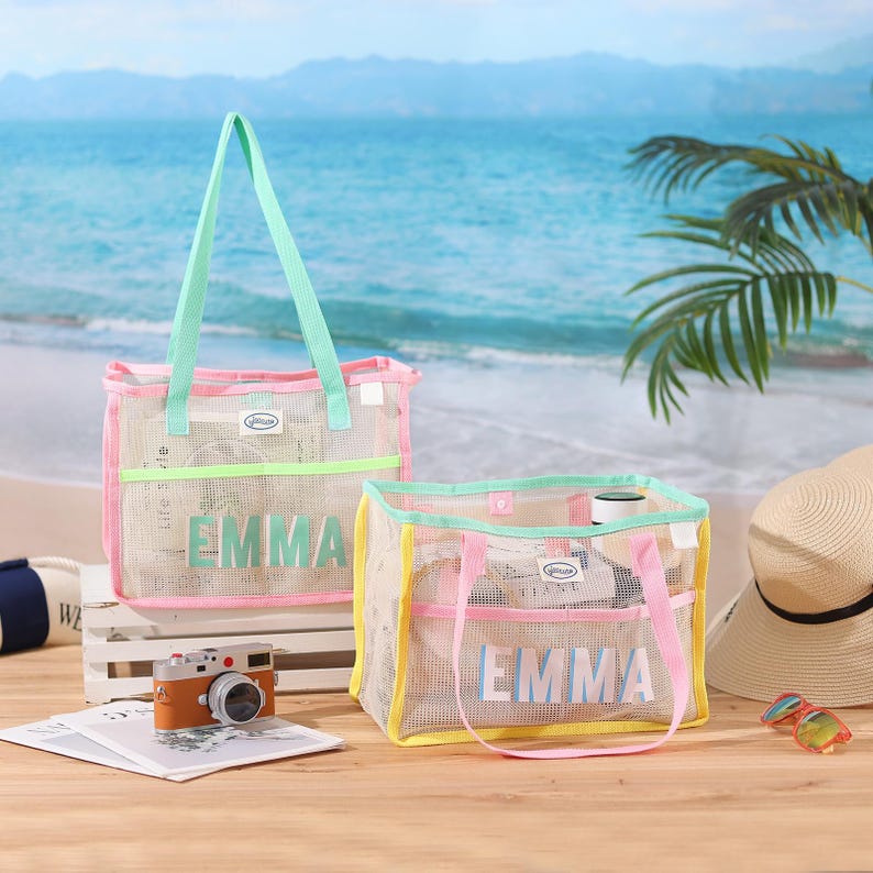 Personalized Beach Tote Bag, Custom Girls Trip Bag, Bachelorette Party Gift bag, Summer Pool Bag, Bridesmaid Beach Tote Bags image 1