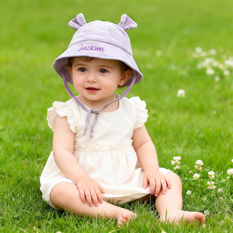 Personalized Baby Sun Hat With Bear Ears Custom Name Toddler Bucket Hat personalized-baby-sun-hat-with-bear-ears-custom-name-toddler-bucket-hat