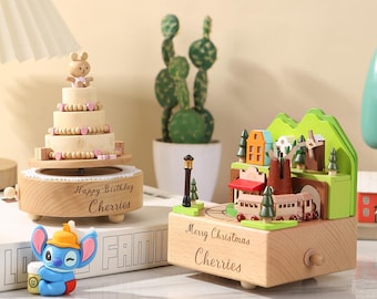 Boîte à musique personnalisée train en bois, cadeau de Pâques, cadeau souvenir pour enfants, cadeau de baby shower, cadeaux personnalisés pour nouveau-né, boîte à musique nom gravé