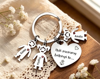 Personalised Mother's Day Keyring – This Mommy Belongs To Keychain – Nanny Grandma Gift From Daughter Son – Engraved Stainless Steel