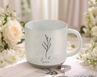 Personalized Mr & Mrs Coffee Mugs, Engagement Pottery Mug, Custom Mug for Bride, Newly Engaged Gift, Wedding Gifts, Bridal Shower Gifts
