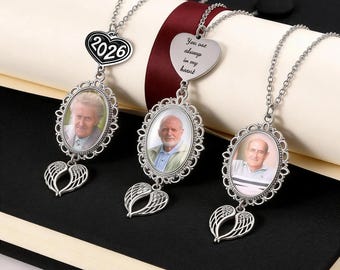 Personalized Gift, Memorial Tassel Photo Charm with Angel Wings, Custom Graduation Gift for Her, Grad Cap Decoration