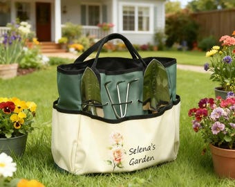 Personalized Garden Tote and Tools, Garden Tote Bag, Garden Bag, Gardening Gifts, Gift for Gardener, Mom Grandma Gifts, Mothers Day Gifts
