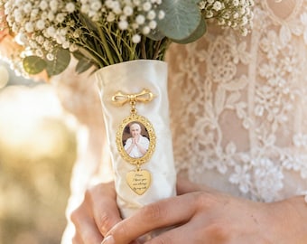 Personalisierter Hochzeitsanhänger mit Foto des Brautstraußes, personalisierter Hochzeitsanhänger mit Foto des Bräutigams, Gedenknadel für den Bräutigam