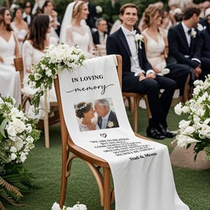Reserved Wedding Memorial Chair Sign, Personalized Wedding Sign, Wedding Chair Banner In Memory Of Loved Ones, Custom Memorial Wedding Sign