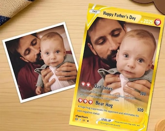 Personalized Father's Day Poke Card, Father's Day Gift for Grandpa, New Grandpa Gift, Dad Wallet Card, Gamer Husband Gift, Game Dad Card