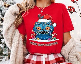 Derpy Tiger Christmas Shirt: Funny Quirky Holiday Tee
