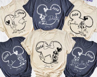 Disney 2026 Family Vacation Shirts, Custom Disney Trip Tees All Characters, Disney World Family Matching Shirts, Personalized Disney Shirts
