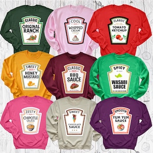 Funny Condiment Christmas Sweatshirt, Matching Sauce Pullover, Group Costume