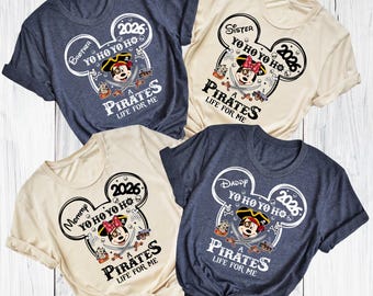 Disney Pirates Cruise Family Shirts 2026, Yo Ho Ho Pirate Mickey Matching Shirts, Custom Disney Cruise Shirts, Pirates Night Outfit
