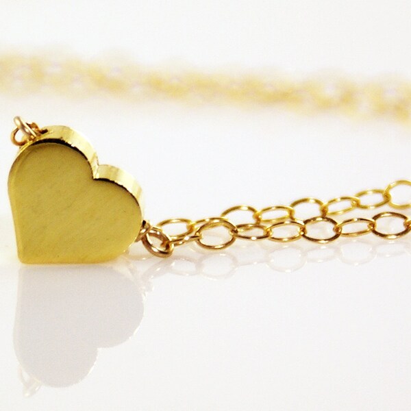 Tiny Gold Heart Necklace - 14k gold