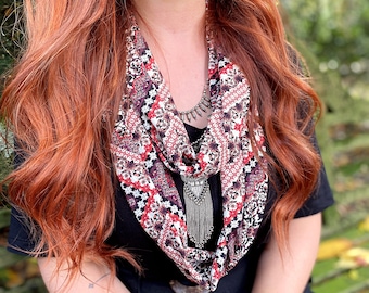 Boho jersey circle scarf, infinity scarf, loop scarf, gift for her