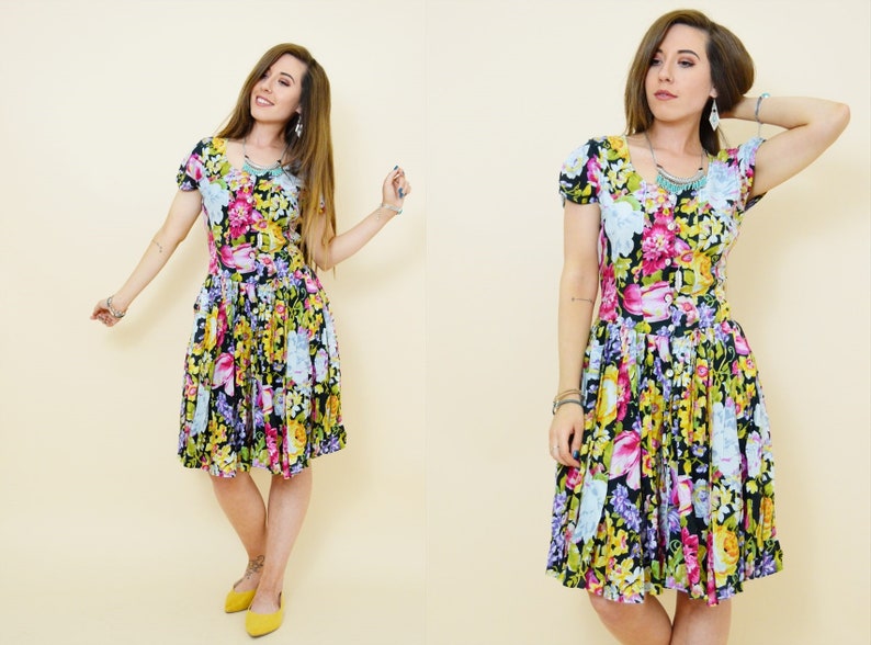 vintage floral midi dress