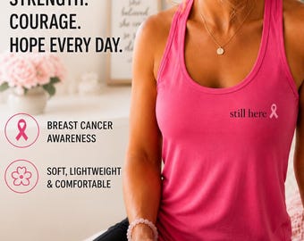 Breast Cancer Survivor Tank Top | Pink Ribbon Racerback | Soft Lightweight Awareness Shirt