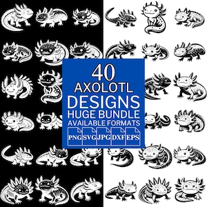 40 Axolotl SVG Bundle - Unique Vector Files for Cricut and Silhouette, Axolotl Clipart, Axolotl Designs, 5 Available Format
