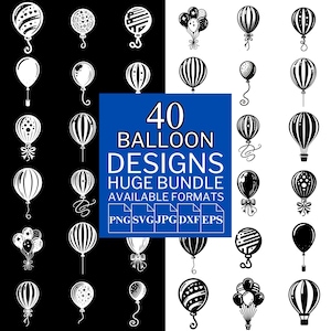 40 Balloon SVG Bundle - Unique Vector Files for Cricut and Silhouette, Balloon Clipart, Balloon Designs, 5 Available Format