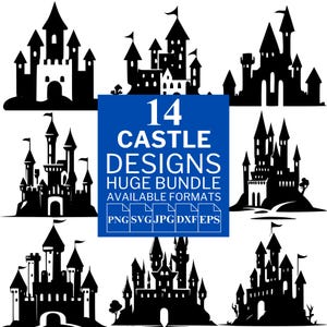 14 Castle SVG Bundle - Unique Vector Files for Cricut and Silhouette, Castle Clipart, Castle Designs, 5 Available Format