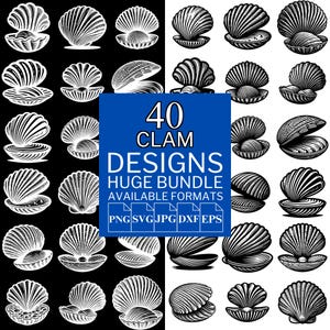 40 Clam SVG Bundle - Unique Vector Files for Cricut and Silhouette, Clam Clipart, Clam Designs, 5 Available Format