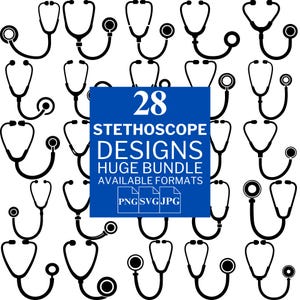28 Stethoscope SVG Bundle - Unique Vector Files for Cricut and Silhouette, Stethoscope Clipart, Stethoscope Designs, 3 Available Format