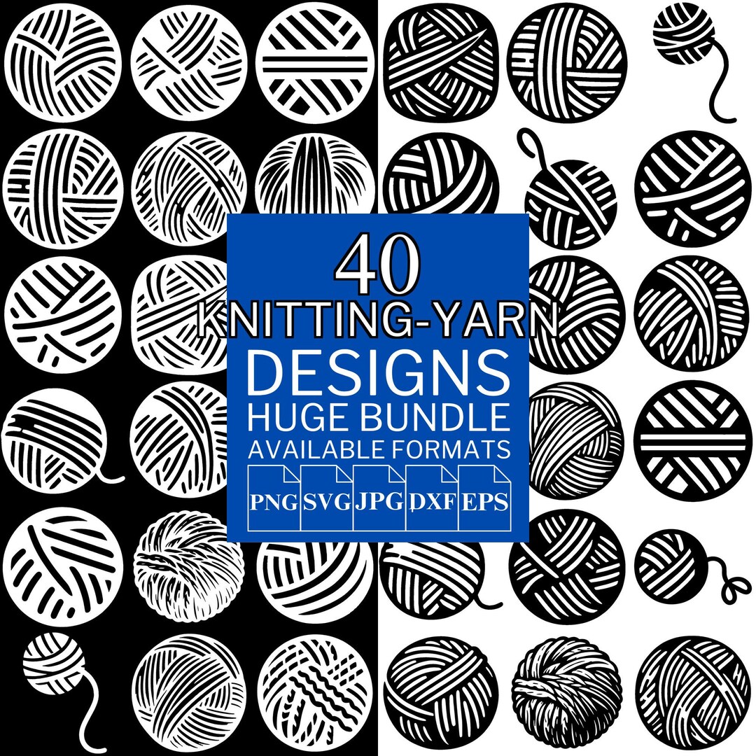 Knitting Yarn SVG Bundle: Cricut & Silhouette Vector Designs (digital ...