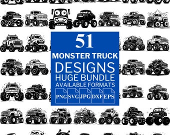 Monster Truck SVG Bundle: 51 Unique Vector Designs (Digital Download)