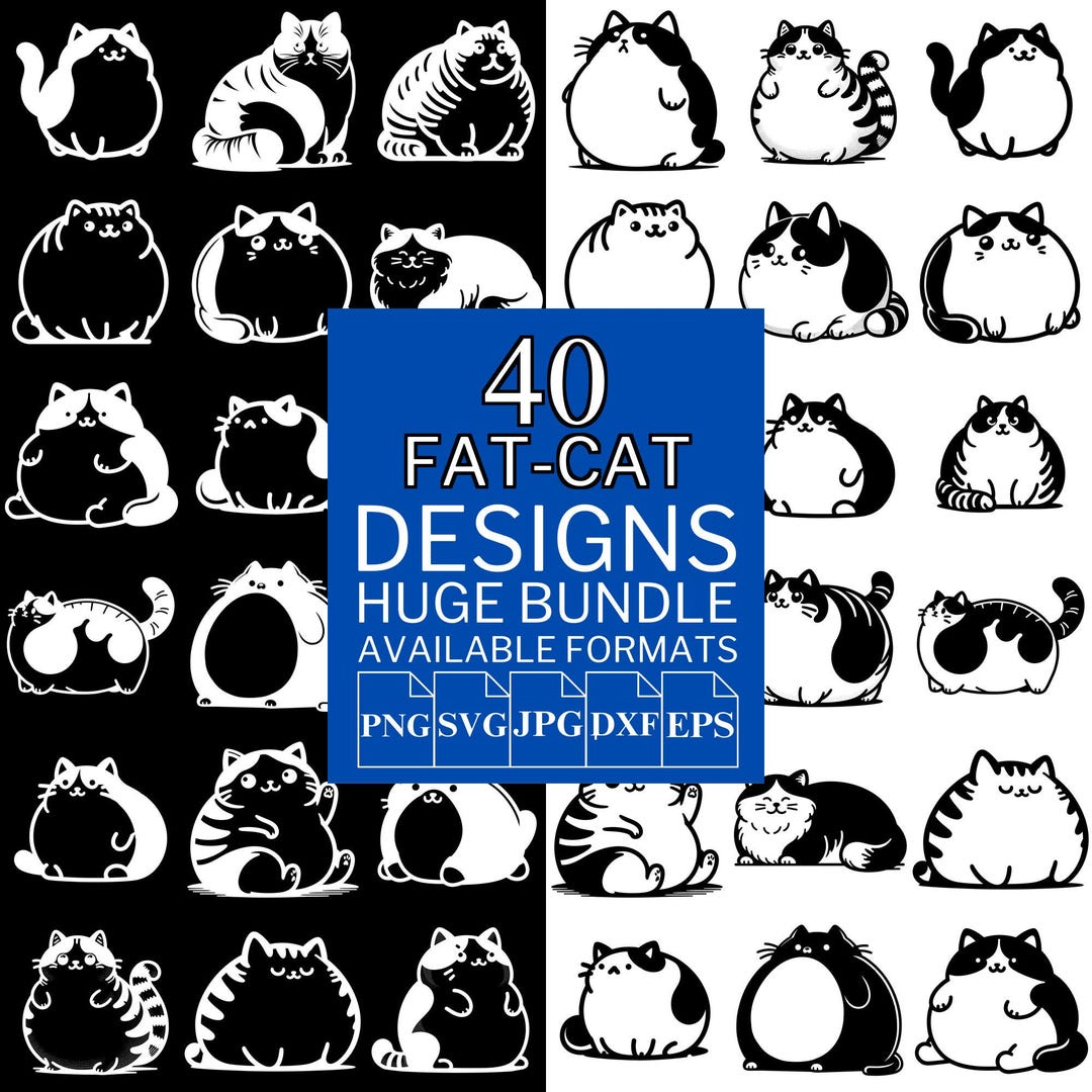 Fat Cat SVG Bundle: Cricut & Silhouette Vector Designs (digital