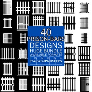 40 Prison Bars SVG Bundle - Unique Vector Files for Cricut and Silhouette, Prison Bars Clipart, Prison Bars Designs, 5 Available Format