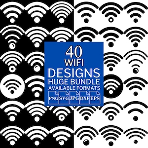 40 Wi-Fi SVG Bundle - Einzigartige Vektordateien für Cricut und Silhouette, Wi-Fi Clipart, Wi-Fi Designs, 5 verfügbare Formate