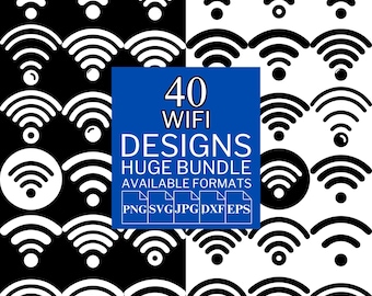Wifi-svg-bundel: 40 vectorontwerpen voor de Cricut en Silhouette (digitale download)