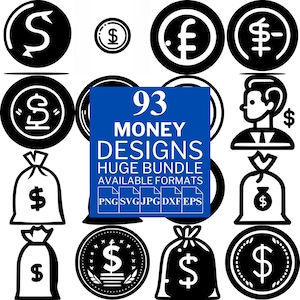 36 Money SVG Bundle - Unique Vector Files for Cricut and Silhouette, Money Clipart, Money Designs,5 Available Format