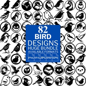 82 Bird SVG Bundle - Unique Vector Files for Cricut and Silhouette, Bird Clipart, Bird Head, Tattoo Designs ,5 Available Format