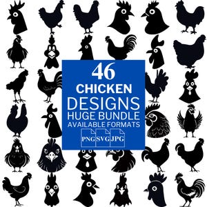 46 Chicken SVG Bundle - Unique Vector Files for Cricut and Silhouette, Chicken Clipart, Chicken Designs, 3 Available Format