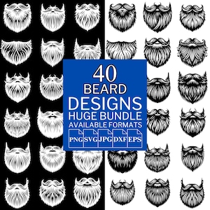 40 Beard SVG Bundle - Unique Vector Files for Cricut and Silhouette, Beard Clipart, Beard Designs, 5 Available Format