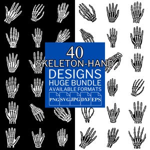 40 Skeleton Hand SVG Bundle - Unique Vector Files for Cricut and Silhouette, Skeleton Hand Designs, 5 Available Format
