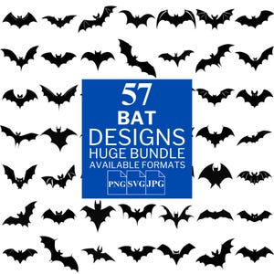 57 Bat SVG Bundle - Unique Vector Files for Cricut and Silhouette, Bat Clipart, Bat Designs, 3 Available Format