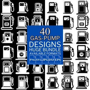 40 Gas Pump SVG Bundle - Unique Vector Files for Cricut and Silhouette, Gas Pump Clipart, Gas Pump Designs, 5 Available Format
