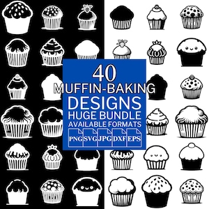 40 Muffin Baking SVG Bundle - Unique Vector Files for Cricut and Silhouette, Muffin Baking Designs, 5 Available Format