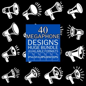 40 Megaphone SVG Bundle - Unique Vector Files for Cricut and Silhouette, Megaphone Clipart, Megaphone Designs, 5 Available Format