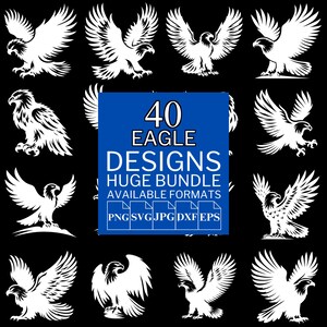 40 Eagle SVG Bundle - Unique Vector Files for Cricut and Silhouette, Eagle Clipart, Eagle Designs, 5 Available Format