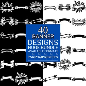 40 Banner SVG Bundle - Unique Vector Files for Cricut and Silhouette, Banner Clipart, Banner Designs, 5 Available Format