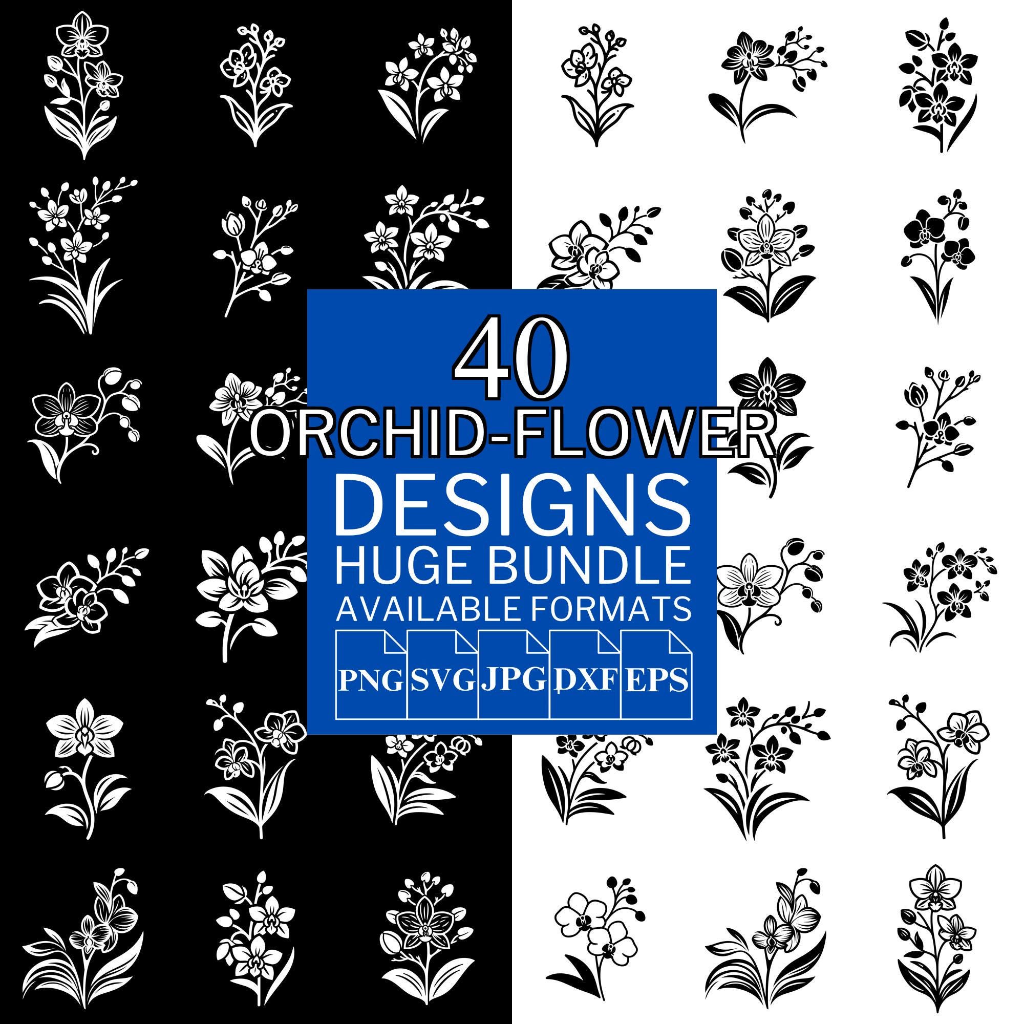 Orchid Flower SVG Bundle: Cricut & Silhouette Vector Designs (5