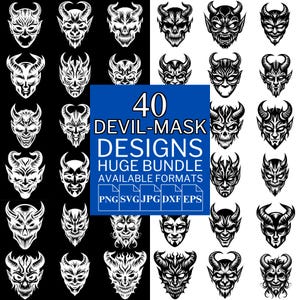 40 Devil Mask SVG Bundle - Unique Vector Files for Cricut and Silhouette, Devil Mask Clipart, Devil Mask Designs, 5 Available Format